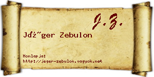 Jéger Zebulon névjegykártya